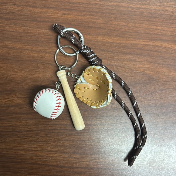 Accessories - White and Brown Key/ Bag Charm Set with Braided Cord